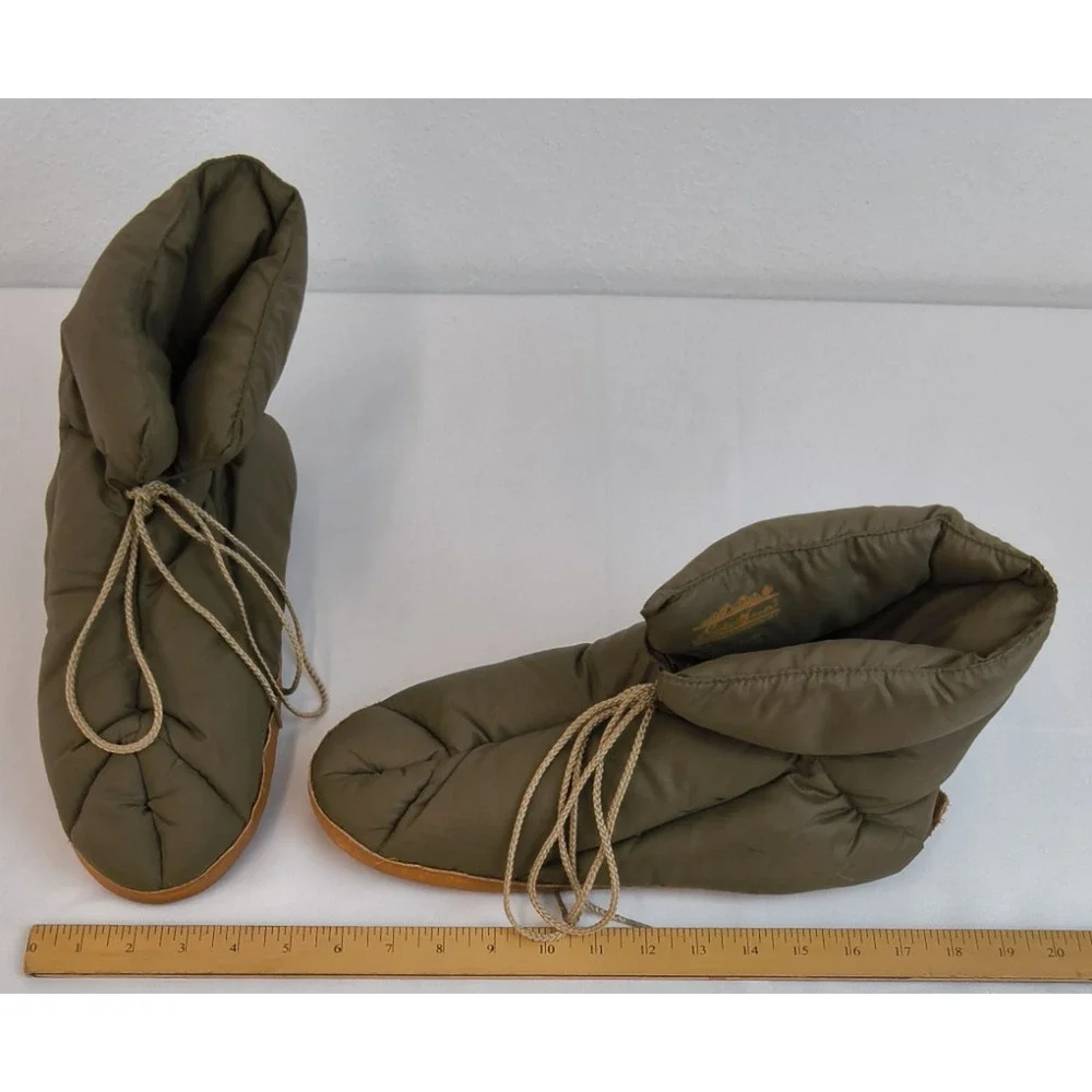 Eddie Bauer Goose Down Puffy Camp Slippers Men's XL Green Indoor/Outdoor #W5444